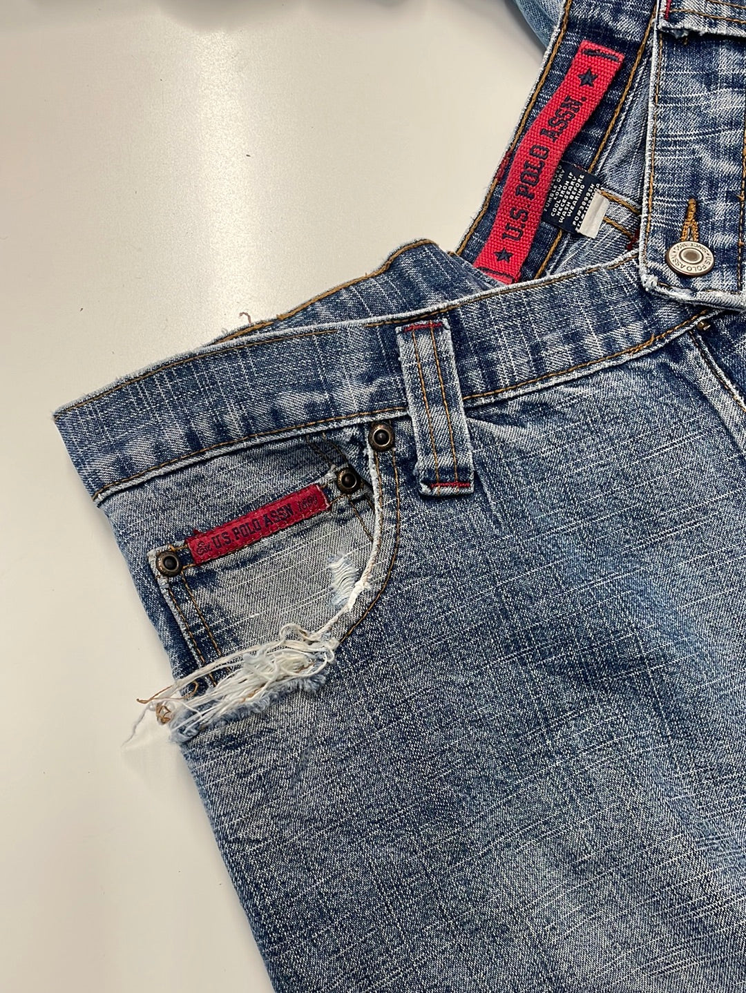 1/1 REWORKED DENIM SLEEVES RED TONES