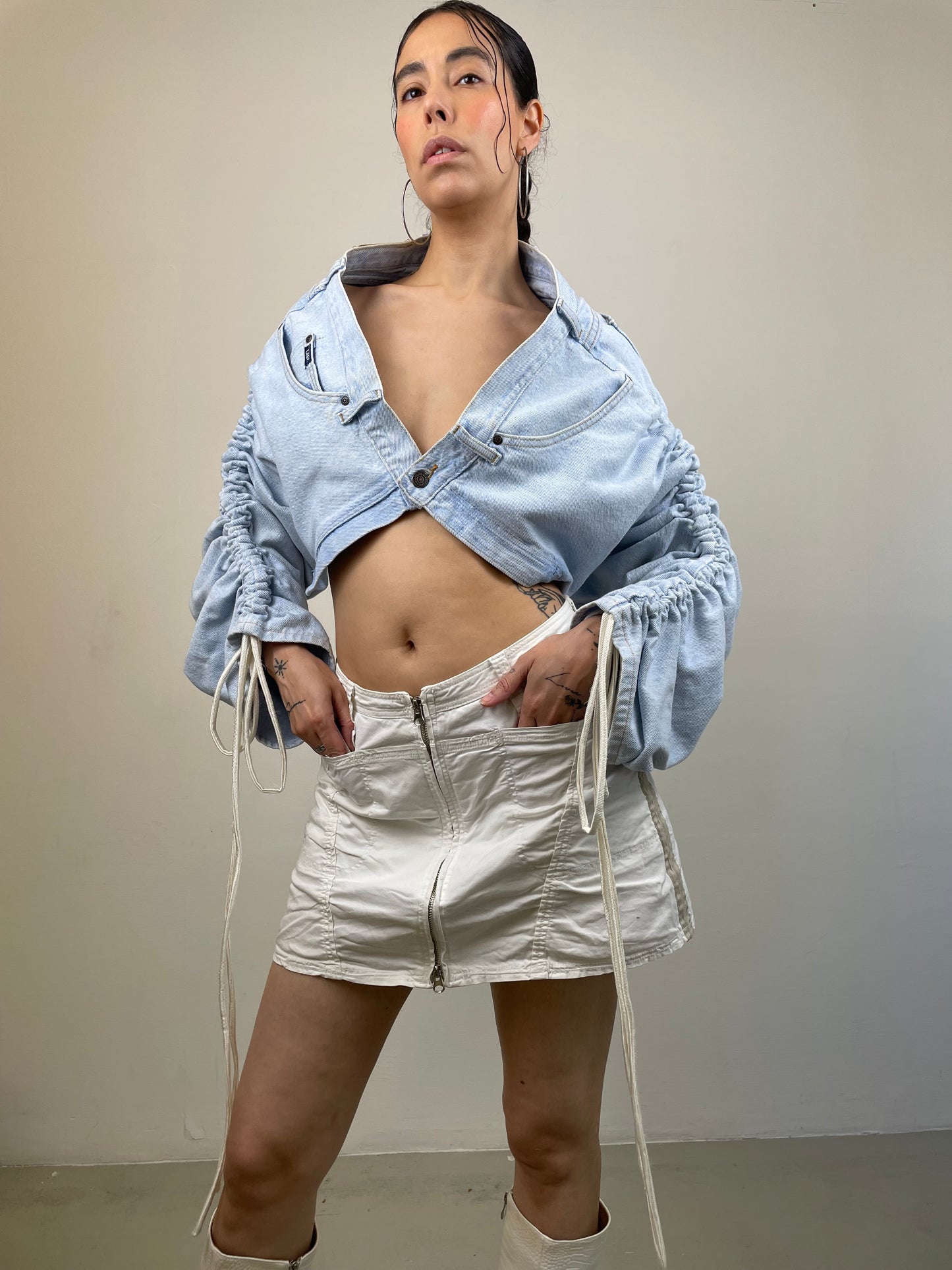 1/1 REWORKED DENIM SLEEVES CLEAR SKY